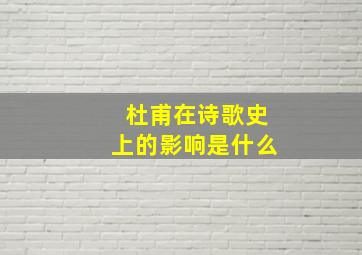 杜甫在诗歌史上的影响是什么