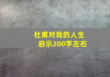 杜甫对我的人生启示200字左右