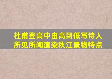 杜甫登高中由高到低写诗人所见所闻渲染秋江景物特点