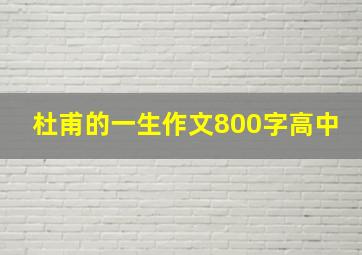 杜甫的一生作文800字高中