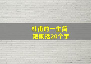 杜甫的一生简短概括20个字