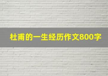 杜甫的一生经历作文800字