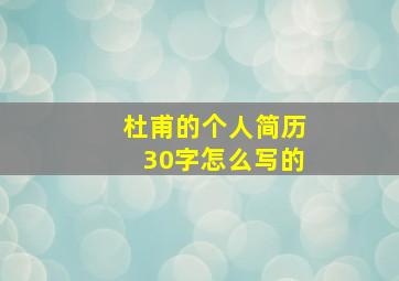 杜甫的个人简历30字怎么写的