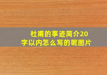 杜甫的事迹简介20字以内怎么写的呢图片