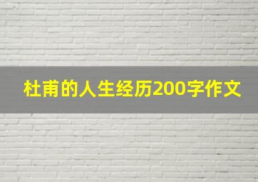 杜甫的人生经历200字作文