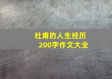 杜甫的人生经历200字作文大全