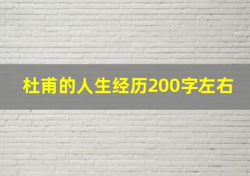 杜甫的人生经历200字左右