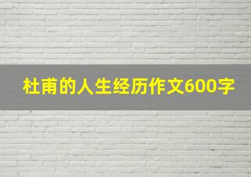 杜甫的人生经历作文600字