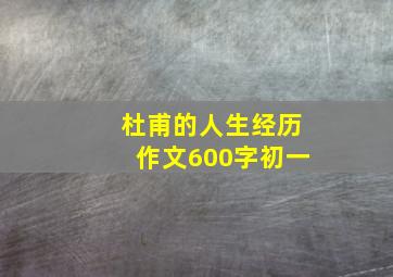 杜甫的人生经历作文600字初一