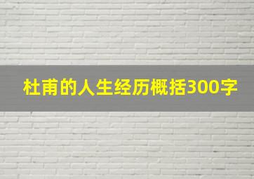 杜甫的人生经历概括300字