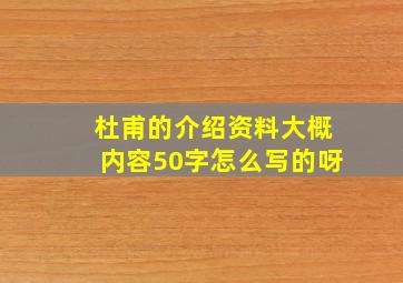 杜甫的介绍资料大概内容50字怎么写的呀