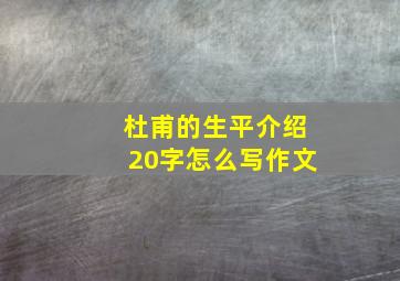 杜甫的生平介绍20字怎么写作文