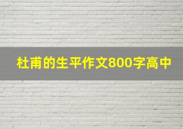 杜甫的生平作文800字高中