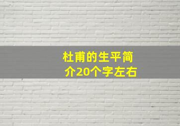 杜甫的生平简介20个字左右