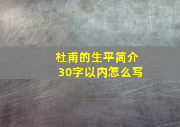 杜甫的生平简介30字以内怎么写