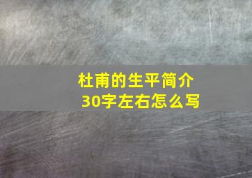 杜甫的生平简介30字左右怎么写