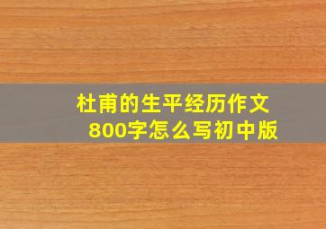 杜甫的生平经历作文800字怎么写初中版