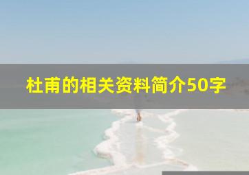 杜甫的相关资料简介50字