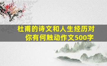 杜甫的诗文和人生经历对你有何触动作文500字