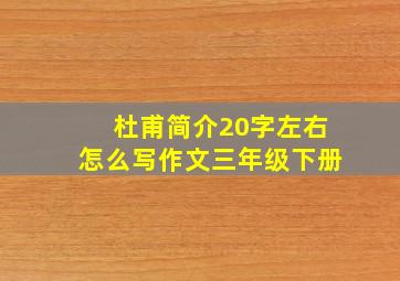 杜甫简介20字左右怎么写作文三年级下册