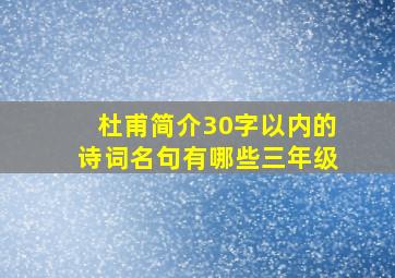 杜甫简介30字以内的诗词名句有哪些三年级