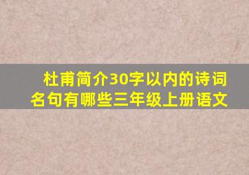 杜甫简介30字以内的诗词名句有哪些三年级上册语文