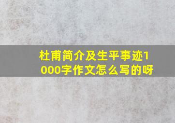 杜甫简介及生平事迹1000字作文怎么写的呀