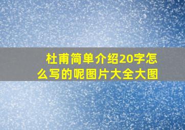 杜甫简单介绍20字怎么写的呢图片大全大图