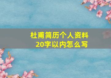 杜甫简历个人资料20字以内怎么写