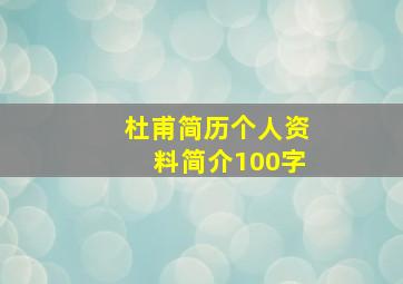 杜甫简历个人资料简介100字