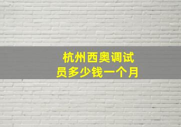 杭州西奥调试员多少钱一个月