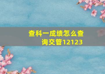 查科一成绩怎么查询交管12123