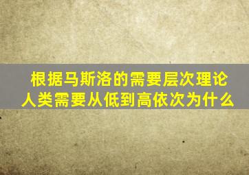 根据马斯洛的需要层次理论人类需要从低到高依次为什么