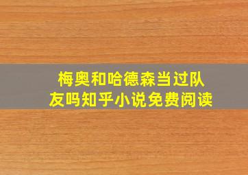 梅奥和哈德森当过队友吗知乎小说免费阅读