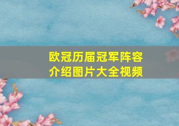 欧冠历届冠军阵容介绍图片大全视频