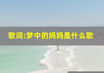 歌词:梦中的妈妈是什么歌