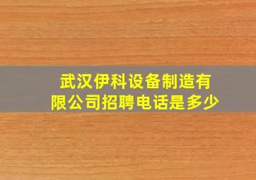 武汉伊科设备制造有限公司招聘电话是多少