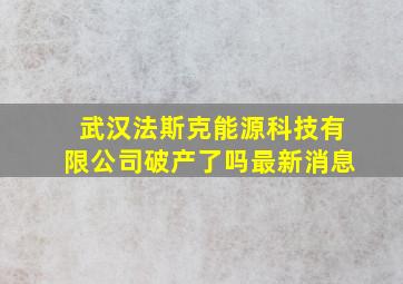 武汉法斯克能源科技有限公司破产了吗最新消息