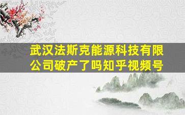 武汉法斯克能源科技有限公司破产了吗知乎视频号