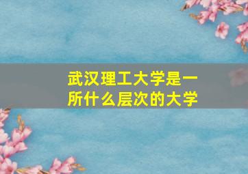 武汉理工大学是一所什么层次的大学