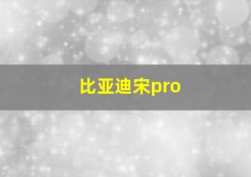 比亚迪宋pro