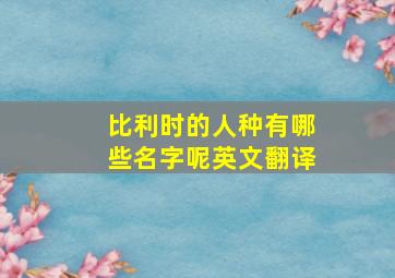 比利时的人种有哪些名字呢英文翻译