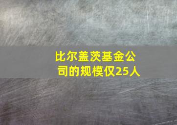 比尔盖茨基金公司的规模仅25人