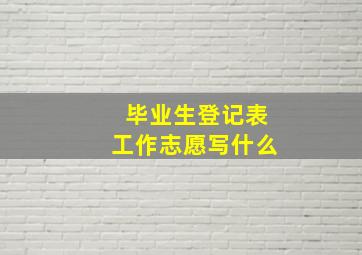 毕业生登记表工作志愿写什么