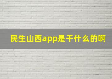 民生山西app是干什么的啊