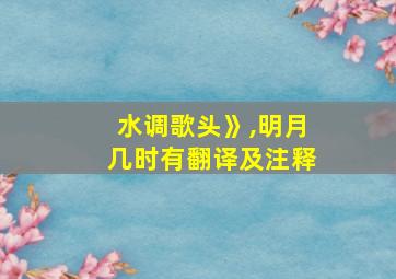 水调歌头》,明月几时有翻译及注释