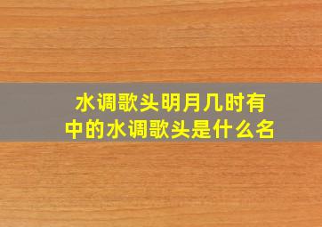 水调歌头明月几时有中的水调歌头是什么名