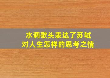 水调歌头表达了苏轼对人生怎样的思考之情