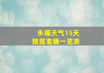 永福天气15天预报准确一览表