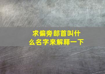 求偏旁部首叫什么名字来解释一下